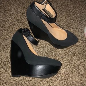 Black Velvet Wedges